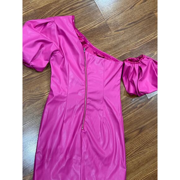 BARDOT faux leather Mariella Mini Dress In Hot Pink SIZE M - Picture 3 of 9